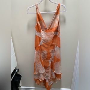 Halston Heritage hi-lo dress orange flower print - size 2